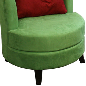 English Elm 30.5" Retro-Inspired Green Accent Chair with Red Pillow, Cushioned Comfort & Dark Brown Legs, Stylish B072116443