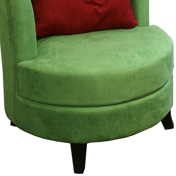 English Elm 30.5" Retro-Inspired Green Accent Chair with Red Pillow, Cushioned Comfort & Dark Brown Legs, Stylish B072116443