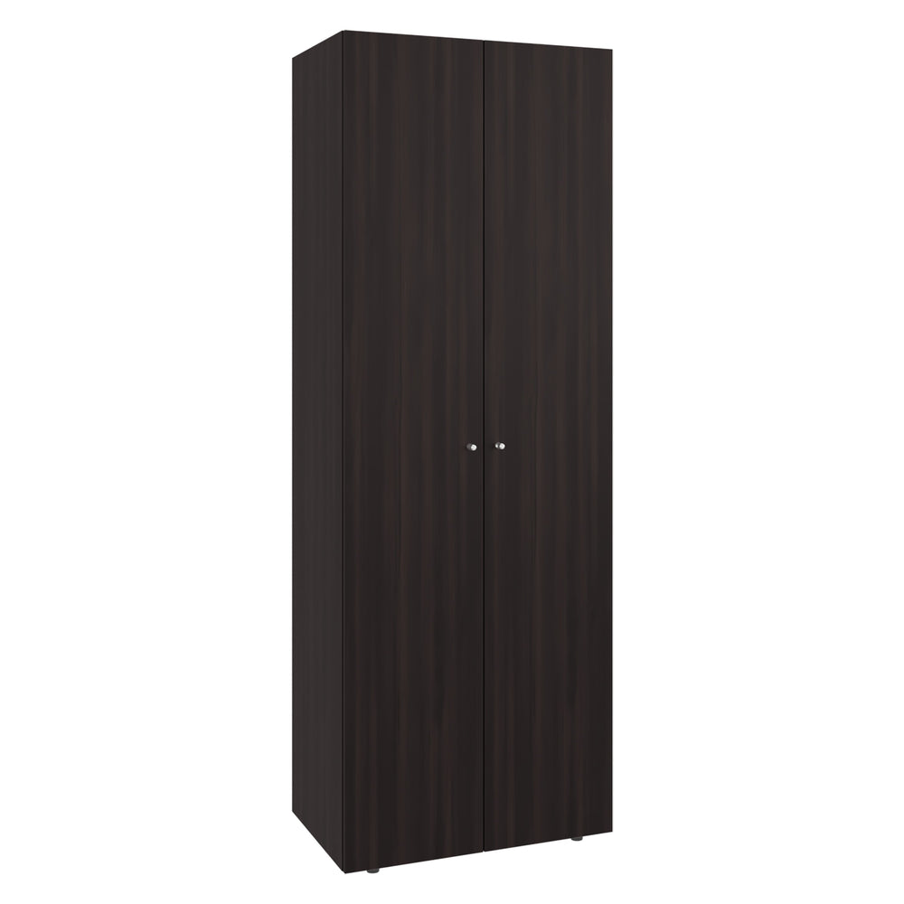 English Elm Home 2 Doors Closet System Armoire with Hanging Rod & Shelf, Stained Walnut Compact Bedroom Organizer B200P350350