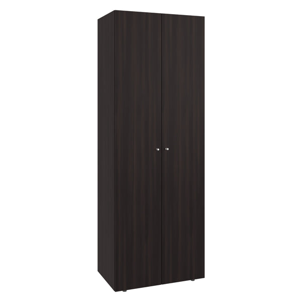 English Elm Home 2 Doors Closet System Armoire with Hanging Rod & Shelf, Stained Walnut Compact Bedroom Organizer B200P350350