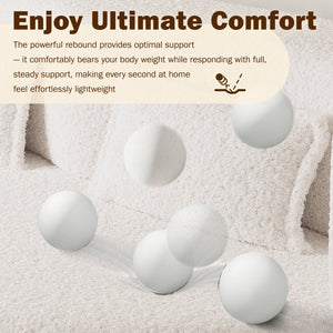 English Elm Modern Full Size Folding Sofa Bed with Teddy Fabric, Foam-Filled 15" Sleeper, 2 Pillows, No Assembly Required Beige+White W1885P272259