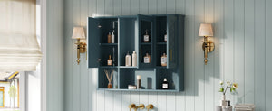 English Elm 35 Inch Wall Mount Medicine Cabinet Soft Close Mirror Storage for Modern Bathroom Blue N710P389453C