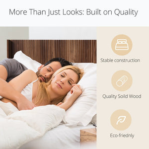 English Elm Wood Fluted Wingback Queen Headboard Wall Mounted Walnut Farmhouse Bedroom Accent W3520P327613