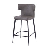 Christopher Knight Home® - Noble House - - 28Inch Counter Height Bar Stools Set Of 2, Modern Bar Upholstered Chairs With Pu Leather, Metal Footrest And Frame For Kitchen Island, Bar Table, Dining Room, Gray