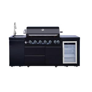 English Elm Outdoor Kitchen Island 6 Burner Propane Grill with Sink Fridge Granite Top W5007S00009
