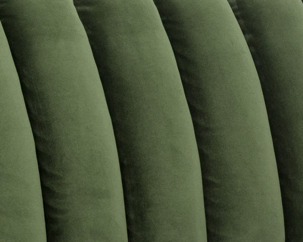 Sunpan YOSI Sofa - Moss Green Velvet with Channel Tufting for Modern Elegance & Everyday Comfort in Living Rooms 103687V