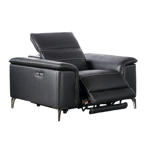 English Elm Contemporary Sandbach Manual Glider Recliner with Padded Track Arms, Smooth Motion, Soft Neutral Fabric Upholstery Black 48 L x 43 W x 29 H B2741P387650