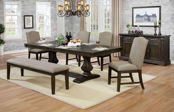 English Elm Contemporary 6Pc Solid Wood Dining Set With Expandable Table, Upholstered Chairs & Bench In Gray B2741S00069