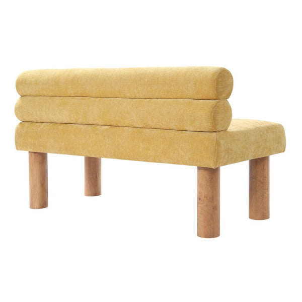 English Elm Upholstered Dining and Entryway Bench with Rubberwood Legs Padded Seat 300 Lb Capacity Natural,Yellow N779P371712Y
