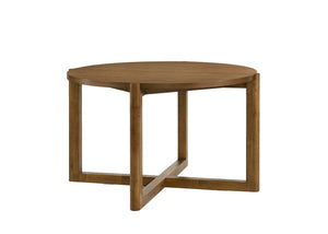 English Elm Andreo 47 Inch Round Walnut Wood Dining Table with Cross Sled Base Seats Four B2749P474511