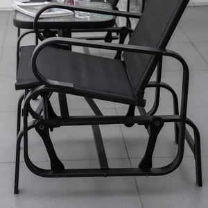 English Elm Outsunny Steel Frame Outdoor Glider Chair with Sling Mesh Seat for Patio Backyard W2225P174335