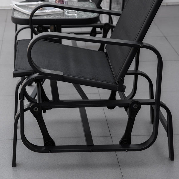 English Elm Outsunny Steel Frame Outdoor Glider Chair with Sling Mesh Seat for Patio Backyard W2225P174335