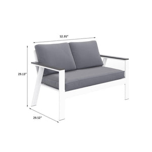 English Elm 52.95" Rust-proof Aluminum Outdoor Loveseat Wood Grain Arms Angled Back Patio B082P454969