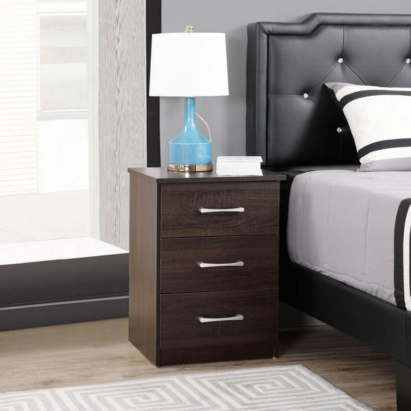 English Elm Contemporary Wenge Nightstand with Drawer and Sleek Modern Design, Durable Particleboard Storage Nightstand Brown 6.5 L x 17.91 W x 25.98 H B078112069