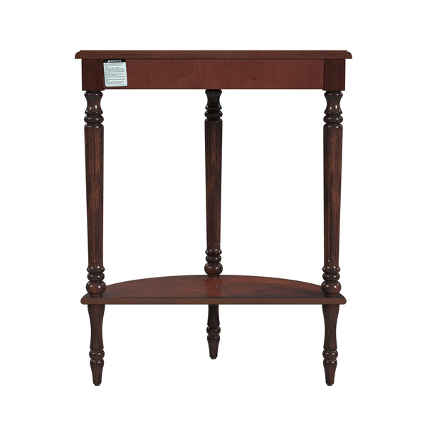 Butler Specialty Bellini Elegant Demilune Wood Console Table With Hand Painted Finish And Open Shelf For Storage Dark Brown Poplar Wood,Resin,Cherry Veneer 889024-butler