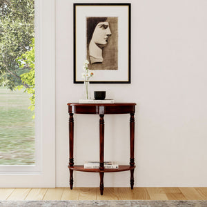 Butler Specialty Bellini Elegant Demilune Wood Console Table With Hand Painted Finish And Open Shelf For Storage Dark Brown Poplar Wood,Resin,Cherry Veneer 889024-butler