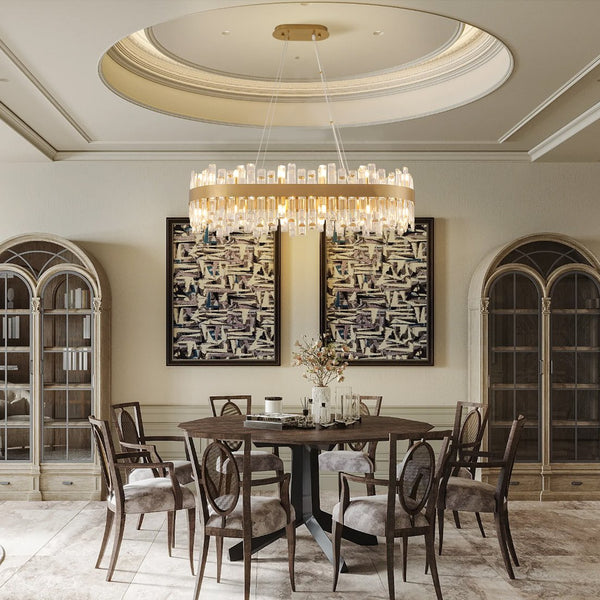 English Elm 36-Inch Modern Luxury Gold Crystal Chandelier with 24 Lights, Adjustable Height, Brass Frame, Elegant Centerpiece W2869P218651