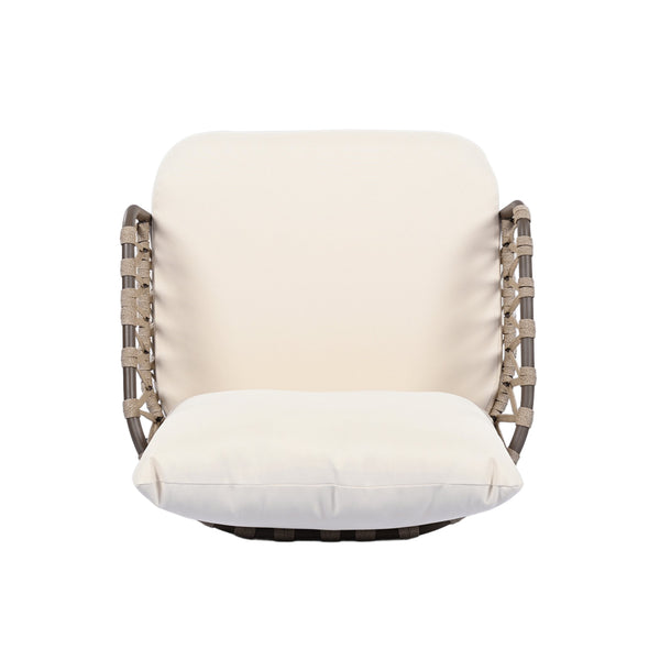 English Elm Christopher Knight Home® - 4-Piece Outdoor Patio Set with Woven Rope U-Back, Steel Frame, Thick Cushions & Acacia Table for Garden Brown+Beige N780P209458R