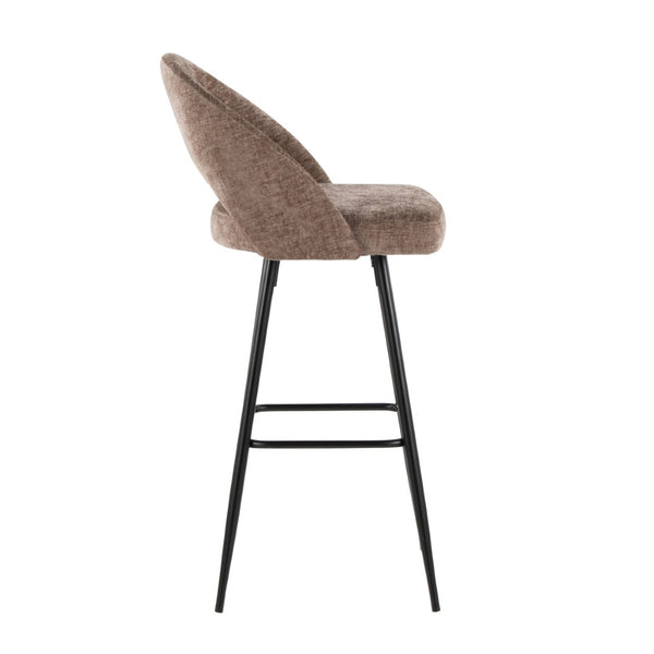 English Elm Fixed-height Metal Frame Barstools with Upholstered Seats and Geometric Footrest Set of 2 Brown B202S01936