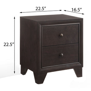 English Elm Espresso Two-Drawer Nightstand with Sturdy Wooden Legs, Warm Finish, Compact Storage for Bedroom Essentials B062P186508