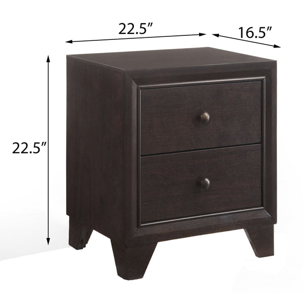 English Elm Espresso Two-Drawer Nightstand with Sturdy Wooden Legs, Warm Finish, Compact Storage for Bedroom Essentials B062P186508