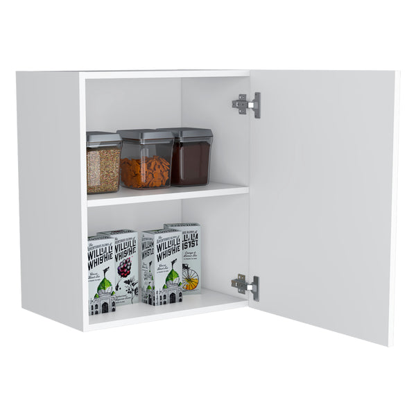 English Elm Manchester Compact 20" Wall Cabinet with One Door and Two Shelves — Space-Saving Storage, Sleek Finish White 26 L x 21 W x 4 H B070P234338