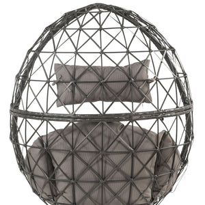 English Elm Aeven Light Gray Patio Lounge Chair with Black Wicker Frame, Foam Cushion Comfort, 220lb Capacity B2726P401989