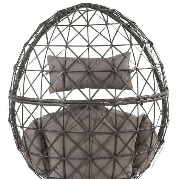 English Elm Aeven Light Gray Patio Lounge Chair with Black Wicker Frame, Foam Cushion Comfort, 220lb Capacity B2726P401989