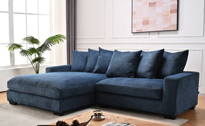 English Elm Luxe Corduroy L Shaped Sectional Sofa with Deep Seat Chaise for Modern Living Room B2735S00009