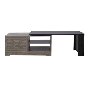 English Elm U-can Farmhouse Lift Top Coffee Table Barn Door Hidden Storage Living Room Brown+Black N724P351732E