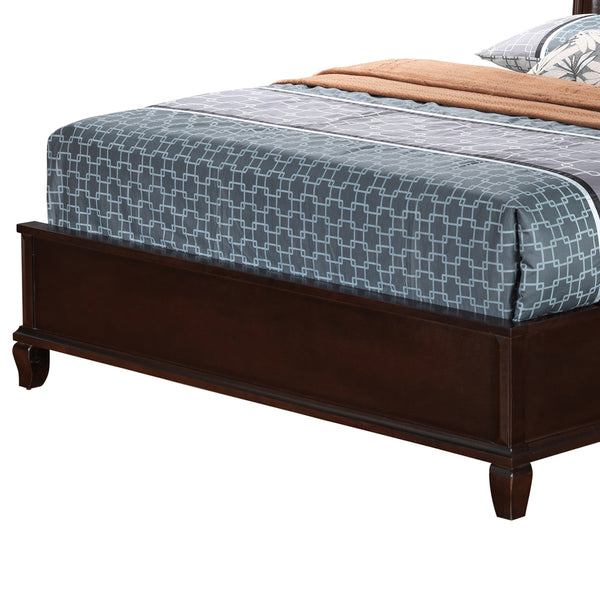 English Elm Transitional Cappuccino Queen Bed with Beige Finish, 57"H x 65"W x 87"D, Solid Particleboard Frame, Easy Assembly, Stylish Durable Comfort B078S00520