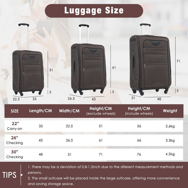 English Elm Softside Expandable Spinner Luggage Set with Tsa Lock Duffel Polyester Travel Brown N732P201004E