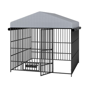 English Elm Large Dog Kennel Outdoor Pet Pens Dogs Run Enclosure Animal Hutch Metal Coop Fence With Roof Cover(6.6'L X 6.6'W X 6.4'H)