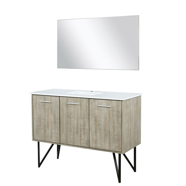 English Elm Rustic Acacia Bath Vanity 48" W x 20" D with Cultured Marble Top, Soft-Close Drawers, 43" Mirror B2731S01512