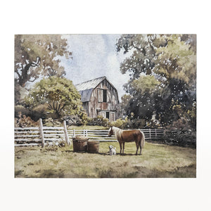 English Elm 59.1x47.2" Oversized Pastoral Canvas Art Rustic Barn Horse Scene for Farmhouse Walls W2078P481779
