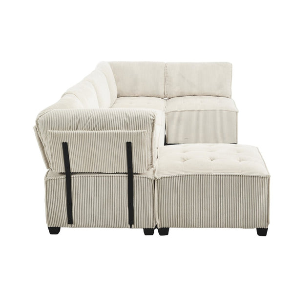 English Elm United We Win 6-Seat U-Shaped Modular Sectional Sofa With Reversible Chaise For Cozy Living Spaces W1568S00160-GIGA