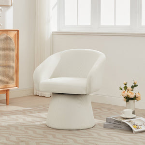 English Elm Christopher Knight Home® - Modern Swivel Narrow Corduroy Accent Chair with 360° Rotation, Compact Barrel Seat, 300 lb Capacity, Beige Comfort N765P292088B