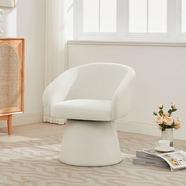 English Elm Christopher Knight Home® - Modern Swivel Narrow Corduroy Accent Chair with 360° Rotation, Compact Barrel Seat, 300 lb Capacity, Beige Comfort N765P292088B