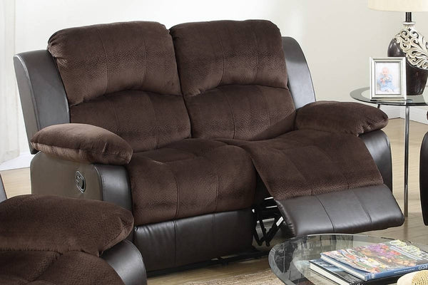 English Elm Modern Reclining Sofa and Loveseat Set Faux Leather Tufted Living Room Seating B011S02391