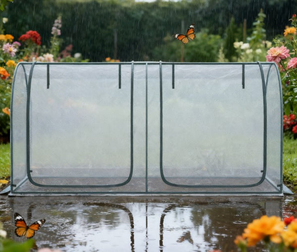 English Elm Easy Access Crop Cage with Hdpe Mesh Steel Frame Two Zippered Doors and Ground Stakes T3971P421997