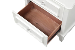 English Elm Traditional Two Drawer Nightstand White Finish Lychee Embossed Fronts Cedarwood Lined Bedroom B2741P435897