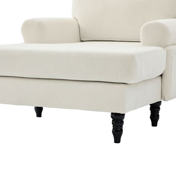 English Elm Modern Chenille Fabric Recliner Chaise Lounge Sofa with High-Resilience Foam, 550LB Capacity, Cozy Plush Backrest and Armrests for Living Room Relaxation Beige W395P371331