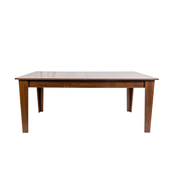English Elm Dining Extendable Table 106.5" Long Family Dining Table for Small Spaces Melamine Woodgrain Top Walnut W331S00180