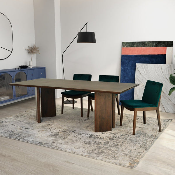 English Elm Alden Solid Wood Dining Table Japandi Walnut Grain Seats Six Artisan Crafted B183S00103