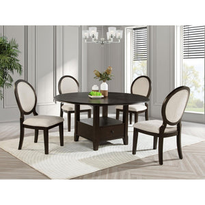 English Elm Fulton Neoclassical Round Pedestal Dining Set Seats Four with Built-in Storage B062S01682