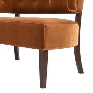 English Elm Jennifer Taylor Home - Jared Mid-Century Tufted Bench Settee in Performance Velvet — Kiln-Dried Frame, Plush Supportive Seating Burnt Orange B2719P355286