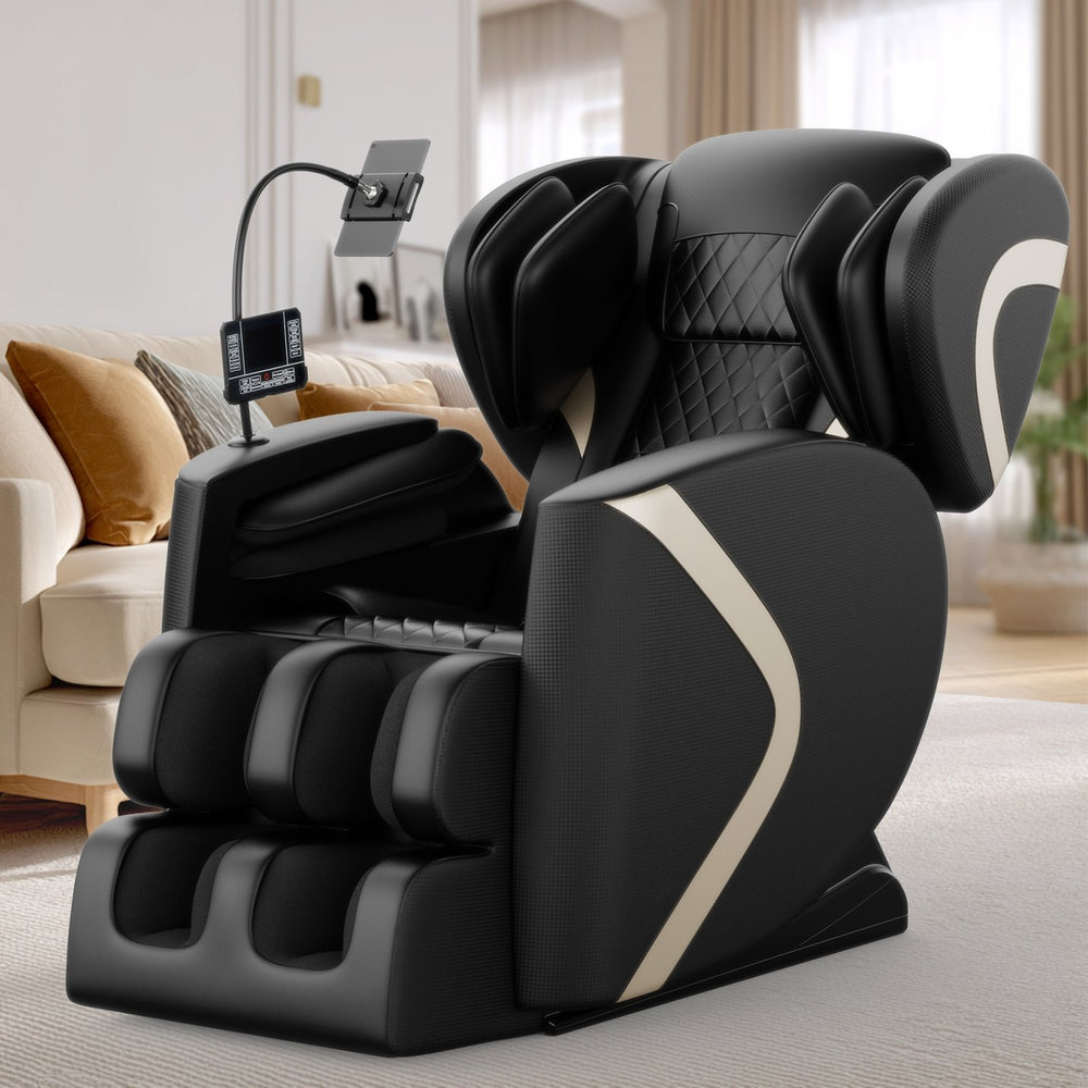English Elm Massage Chair Deluxe Zero Gravity Recliner with Full-Body Air Pressure, Black Office Comfort W1875P334676