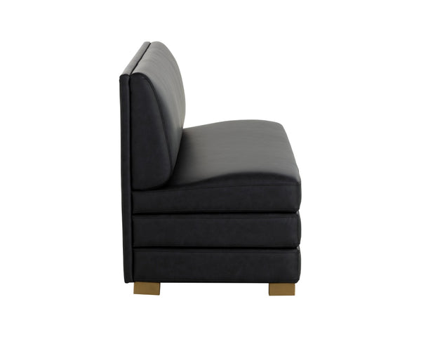 Sunpan RADCLIFF Banquette - Luxe Bravo Black Faux Leather Seating with Gold Stainless Steel Legs, Modern Design 112023