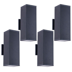 English Elm 12in Matte Black Aluminum Outdoor Wall Sconces up Down Lighting for Porch Patio Set of 4 W2312P416011