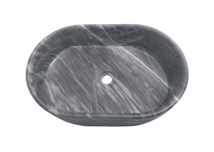 English Elm Carrara Gray Marble Vessel Sink – Semi-Polished Natural Stone, Elegant Design For Luxe Bathrooms W1696P333274